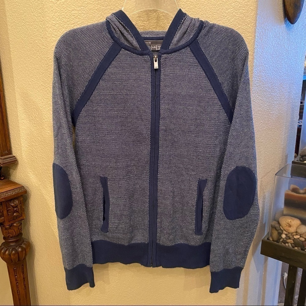 VINCE Blue Zipped Hoodie Sweater Size Large